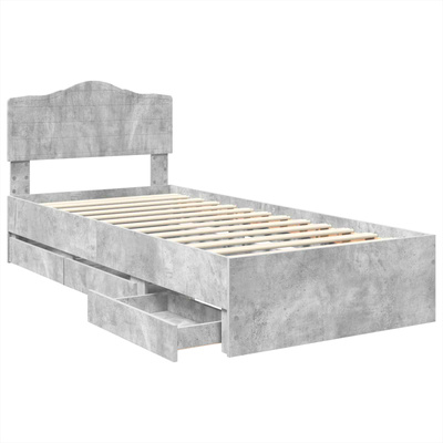 Ramka łóżka Betonowy szary 75 x 190 cm Drewno inżynieryjne