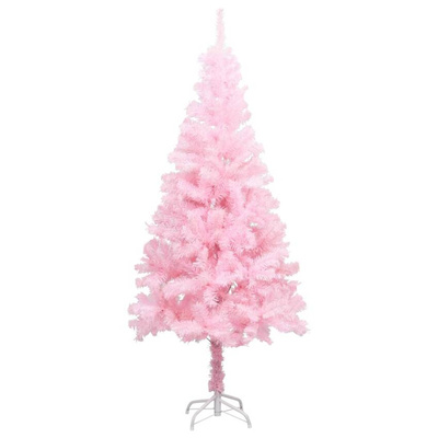 vidaXL Sztuczna choinka z lampkami i bombkami, różowa, 180 cm, PVC model standard