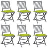 vidaXL Składane krzesła ogrodowe, 6 szt., poduszki, drewno akacjowe