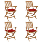 vidaXL Składane krzesła ogrodowe z poduszkami, 4 szt., drewno akacjowe