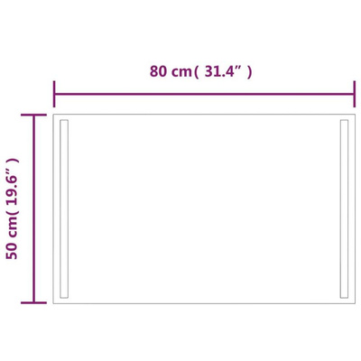 vidaXL Lustro łazienkowe z LED, 80x50 cm
