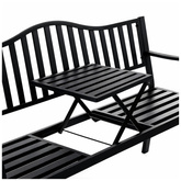 Ławka Ogrodowa Taras Ogród Park Metalowa Oparcie Stolik Czarna 150 cm