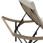 Leżak z poduszką, beżowy, 55x199x50 cm, polirattan vidaXL