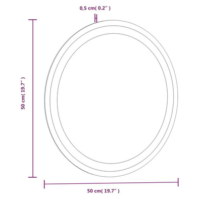 vidaXL Lustro łazienkowe z LED, okrągłe, 50 cm