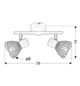 Lampa ścienna listwa 2xE14 39cm czarny FLY 92-61898