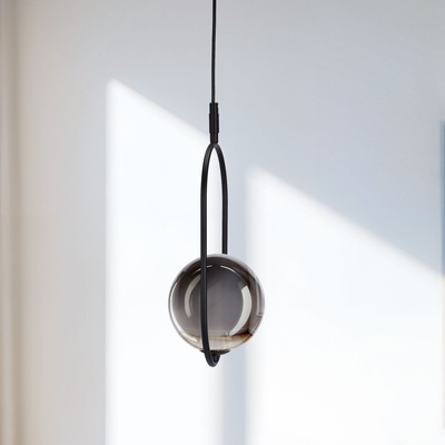 Lampa wisząca CORDEL elegancka - czarna z grafitowym kloszem kulką - nowoczesne oświetlenie salonu i łazienki 1x G9 LED