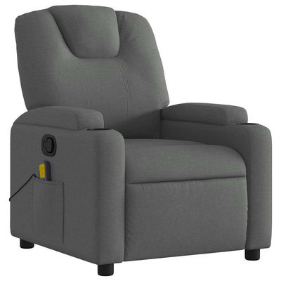 Rozkładany fotel masujący, ciemnoszary, obity tkaniną model standard