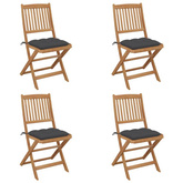 vidaXL Składane krzesła ogrodowe z poduszkami, 4 szt., drewno akacjowe