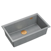 LOGAN 110 GraniteQ zlewozmywak silver stone 76x44x23,5 cm 1-komorowy podwieszany z syfonem manualnym miedziany