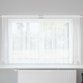 Firanka Koronkowa z zasłonami Biały 160 x 200 cm Poliester