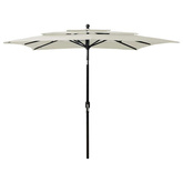 3-poziomowy parasol na aluminiowym słupku, piaskowy, 2,5x2,5 m