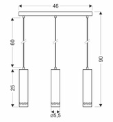 Lampa wisząca czarna/drewniana oprawa 3x25W Tubo 33-79138