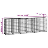 Ściana gabionowa z pokrywami, galwanizowana stal, 300x50x100 cm