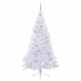 Sztuczna choinka z 300 diodami LED Biały 210 cm PVC i stal