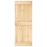 Drzwi przesuwne 80 x 210 cm Lite Drewno Sosnowe (Nieobrobione)