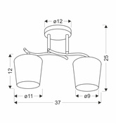 Esnyr Lampa Sufitowa Chromowy+Czarny 2X40 E27 Klosz Biały
