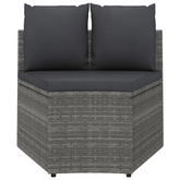 9-częściowa sofa do ogrodu, z poduszkami, polirattan, szara