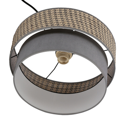 Lampa wisząca z abażurem Karrara czarna do salonu beżowo-szara E27