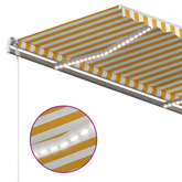 Ręcznie zwijana markiza z LED, 450x350 cm, żółto-biała