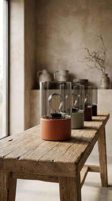 Elegancka lampka na konsolę – burgund, grafit K-6052 z serii DEX