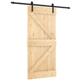 Drzwi przesuwne 95 x 210 cm Lite Drewno Sosnowe (Nieobrobione)
