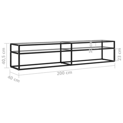 vidaXL Szafka pod TV, przezroczysta, 200x40x40,5 cm, hartowane szkło