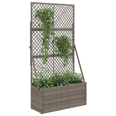 Donica ogrodowa z trellem Szary 70 x 30 x 135 cm polirattan