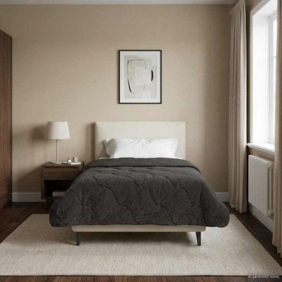 Letni Kołdra Antracyt 135 x 200 cm Mikrofibra i Fleece Teddy