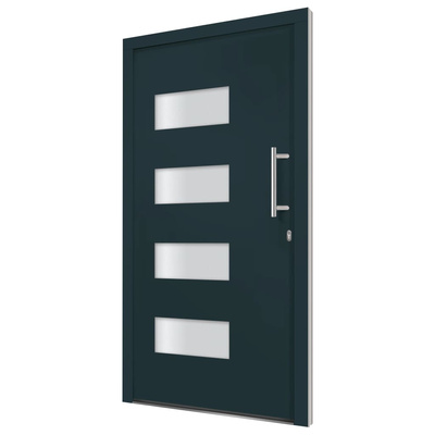 Drzwi frontowe, aluminium i PVC, antracytowe, 110x210 cm