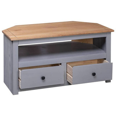 vidaXL Narożna szafka pod TV, szara, 93x49x49 cm, sosna, seria Panama