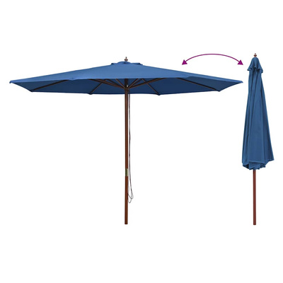 Parasol ogrodowy na drewnianym słupku, 350 cm, niebieski