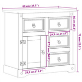 Komoda Corona, 87x40x76 cm, lite drewno sosnowe