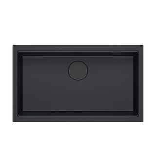 LOGAN 110 GraniteQ zlewozmywak pure carbon 76x44x23,5 cm 1-komorowy wpuszczany z syfonem manualnym pure carbon
