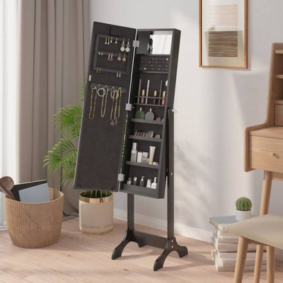 vidaXL Lustro stojące z LED, czarne, 34x37x146 cm