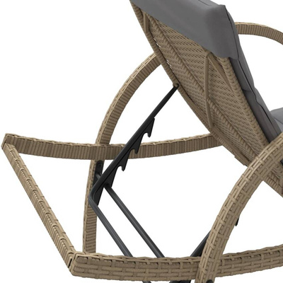 vidaXL Leżaki ze stolikiem, 2 szt., beżowe, polirattan model standard