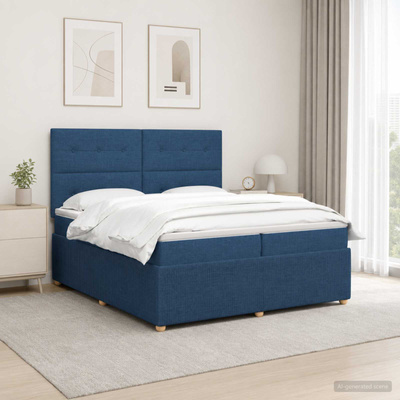 Łóżko z box spring LED z materacem niebieski 200 x 200 cm