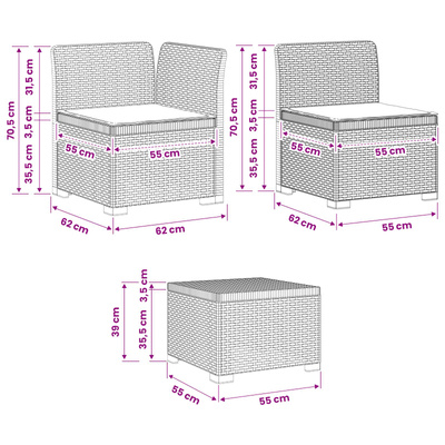 Sofa ogrodowa dla 4 osób w stylu rattanowym PP antracytowy