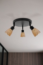 Lampa sufitowa AMCOS  czarna 3x40W E14 bursztynowe klosze nowoczesna oprawa sufitowa do salonu sypialni korytarza