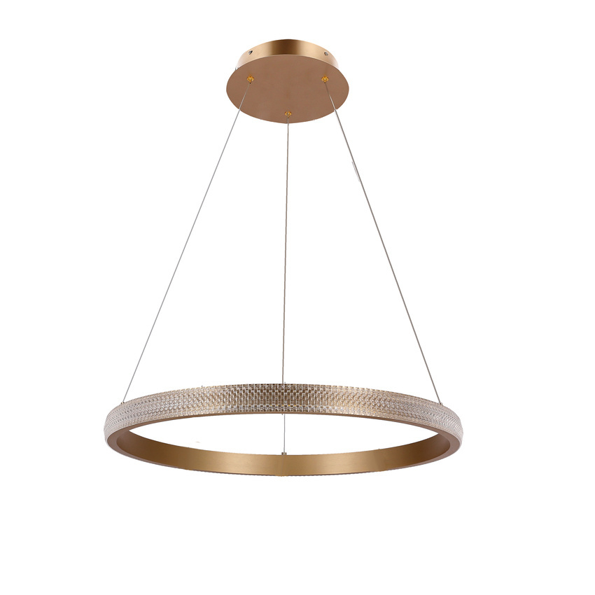 HASHIM LAMPA WISZĄCA 60CM MATOWE CIEMNE ZŁOTO 34W LED KRYSZTAŁKI BEZBARWNE