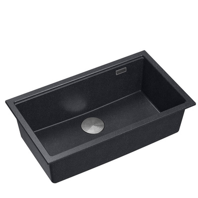 LOGAN 110 GraniteQ zlewozmywak black diamond 76x44x23,5 cm 1-komorowy podwieszany z syfonem manualnym stal szlachetna