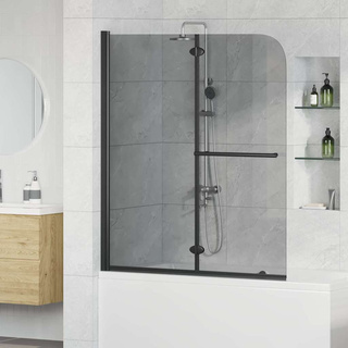 Osłona prysznicowa Czarny 120 x 140 cm Szkło ESG i aluminium