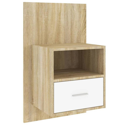 vidaXL Wiszące szafki nocne, 2 szt., biel i dąb sonoma
