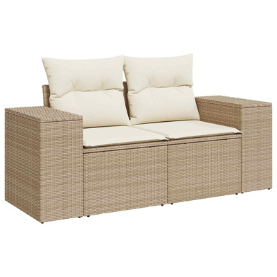 Zestaw Sof 6 szt. Beżowy i kremowy Rattan polietylenowy i stal