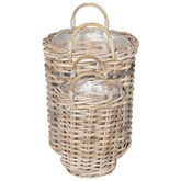 Kosz na rośliny 2 szt. Naturalna szarość Rattan Kubu