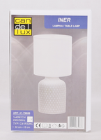 Lampka nocna Iner szara ceramiczna z abażurem Candellux