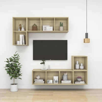 vidaXL Wisząca szafka pod TV, kolor dąb sonoma, 37x37x72 cm