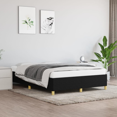 vidaXL Rama łóżka, czarna, 140 x 200 cm, obita tkaniną model standard