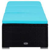 vidaXL 3-częściowy zestaw, leżaki ze stolikiem, polirattan, czarne