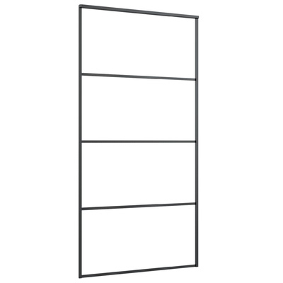 vidaXL Drzwi przesuwne, aluminium i szkło ESG, 102,5x205 cm, czarne