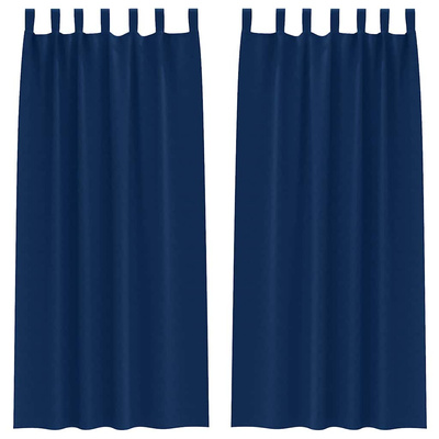 Firany blackout z kółkami 2 pcs Ciemnoniebieski 245 x 140 cm